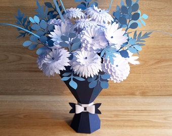 Digital file bundle to cut beautiful 8-sided bouquet vase & flowers for Cricut, Silhouette and ScanNCut, SVG, Studio 3, Canvas Workspace