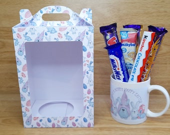 SVG-bestand voor het snijden van hoge geschenkverpakking voor mok met lekkernijen, Mug Box SVG, Geschenkdoos met venster SVG, Geschenkdoos svg, Cricut, Silhouet, ScanNCut, Siser
