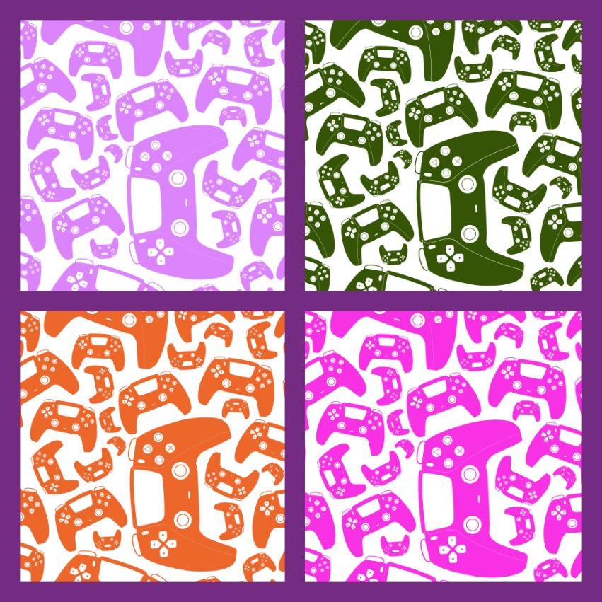 Gaming Controller Digital Paper, Seamless Pattern Side to Side and Top ...