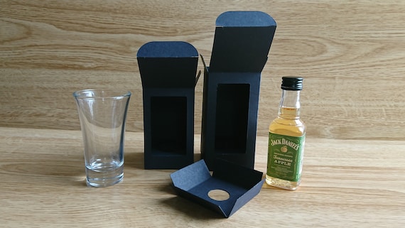 Digital files to make individual boxes for nip bottles and shot glasses for Cricut, Silhouette & ScanNCut, SVG, Studio 3, Canvas Workspace