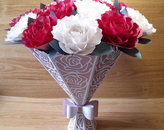 SVG-Dateien zum Schneiden einer riesigen Blumenstraußvase mit Rosen, Vase SVG, Rose SVG, Blumen svg, Cricut, Silhouette, ScanNCut, Siser, Blumenstrauß svg