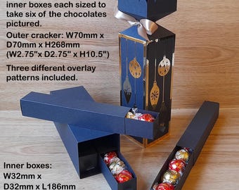 Christmas Cracker SVG Template | Gift Box for Chocolates | Cricut, Silhouette, ScanNCut Cut File | Paper Cracker with 4 Sliding Trays