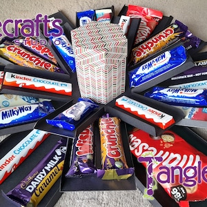 Digital files to cut large four-layer exploding box for chocolate, SVG, PDF, Studio 3, Canvas Workspace, Cricut, Silhouette, ScanNCut