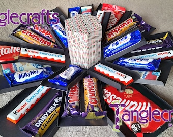 Digital files to cut large four-layer exploding box for chocolate, SVG, PDF, Studio 3, Canvas Workspace, Cricut, Silhouette, ScanNCut