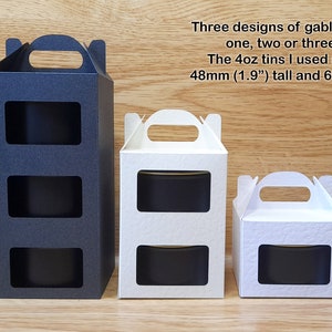 Arquivos digitais para cortar três caixas diferentes para conter latas de vela de 4 onças para Cricut, Silhouette e ScanNcut, modelo de embalagem de vela, caixa svg