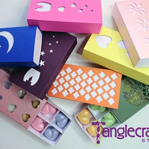 8 caja de muestra de fusión de cera de corazón SVG, SVG de embalaje de fusión de cera, Cricut, Silueta, ScannCut, Empaquetado de archivos SVG