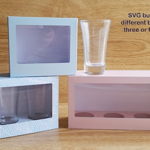 Pacchetto di file SVG per tagliare tre diverse scatole da infilare per due, tre o quattro bicchierini, file SVG compatibili con Cricut/Silhouette/ScanNCut
