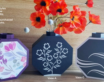SVG file bundle to cut three different 8-sided vases, Cricut compatible SVG files, Vase SVG