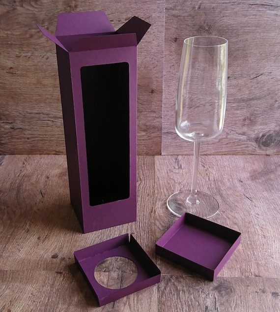 Geschenkbox für die Ikea Dyrgrip Champagnerflöte, Glasbox-Vorlage, Cricut, Silhouette, ScanNCut, Weinglasbox-Svg-Vorlage