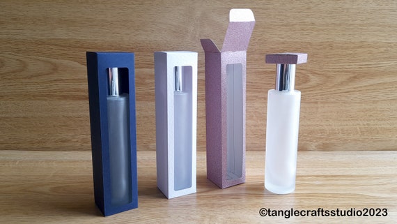 SVG file to cut a sleek tuck-in box for Craftastik 100ml glass room spray bottle, Cricut, Silhouette, ScanNcut files, Packaging svg files