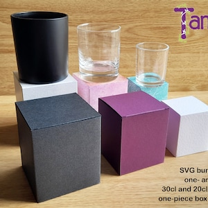 Pacote de 5 arquivos SVG para cortar caixas de encaixe para copos de vela de 30cl, 20cl e 9cl, Cricut, Silhouette, ScanNcut, caixa de vela svg, caixa svg