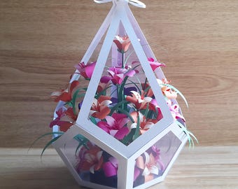 Terrarium with Flowers SVG Cutting Files | 3D Paper Bouquet & Vase | Cricut, Silhouette, ScanNCut | SVG, Studio 3, Canvas Workspace