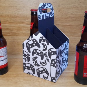 Archivo SVG para cortar una caja de botella de cerveza fuerte, Caja para cuatro botellas de cerveza de 300 ml, Cricut, Silhouette, ScanNCut, Siser