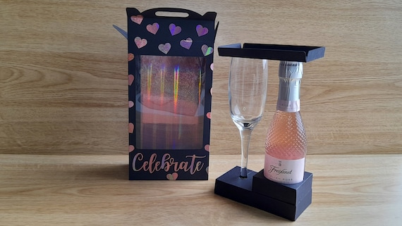 Gift presentation box for champagne flute + wine bottle, Digital Files for Cricut, Silhouette and ScanNCut, SVG, Studio 3, Canvas Workspace