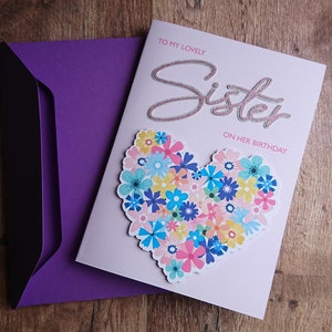 Téléchargement SVG et PNG, carte d'anniversaire soeur et enveloppe, projet compatible Cricut, fabrication de cartes svg