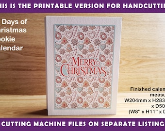 Printable 12 Days of Cookies Advent Calendars with 12 reusable boxes, to print and cut by hand