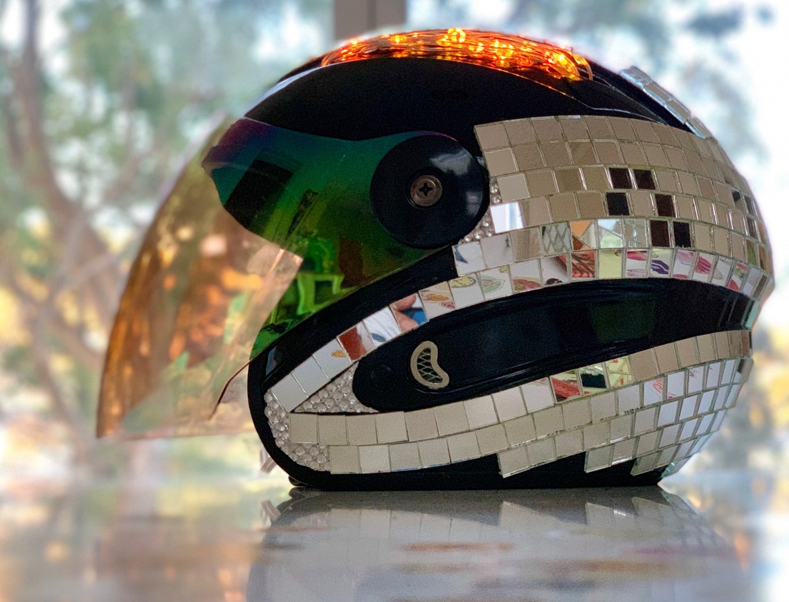 Disco Ball Helmet with multicolor LEDs power bank included | Etsy