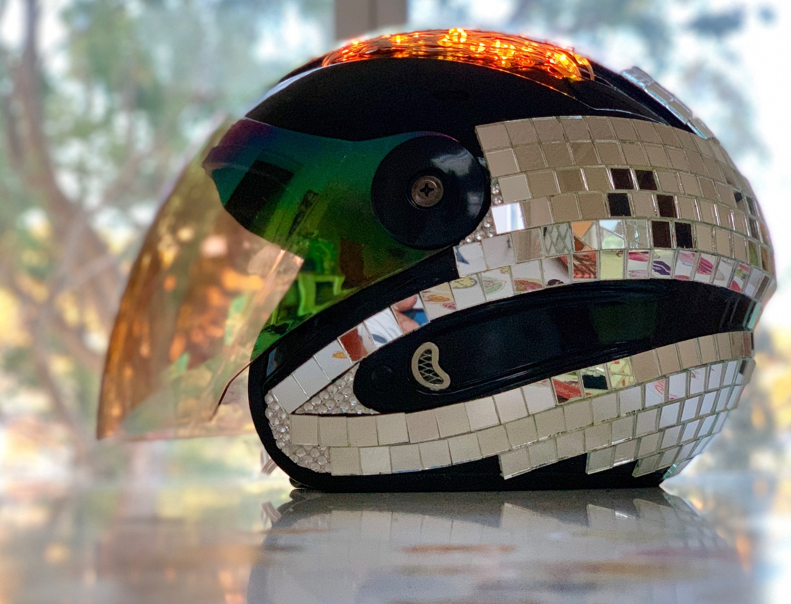 Disco Ball Helmet with multicolor LEDs power bank included Etsy