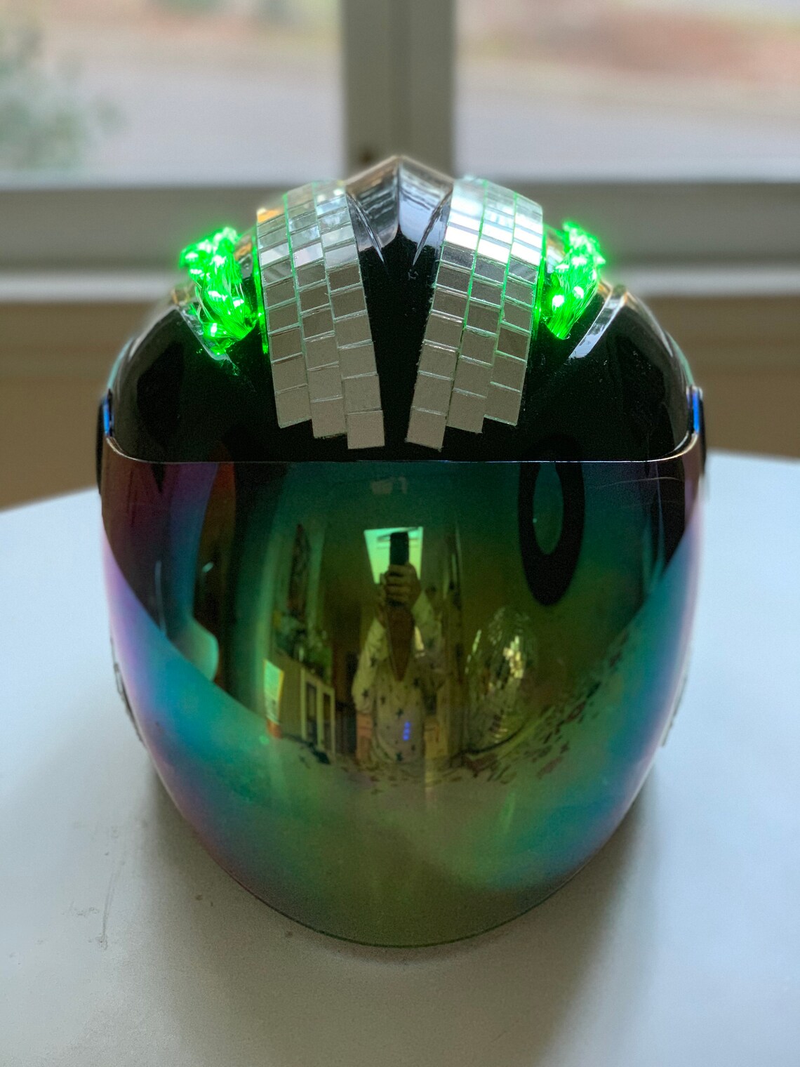 Disco Ball Helmet with multicolor LEDs power bank included Etsy