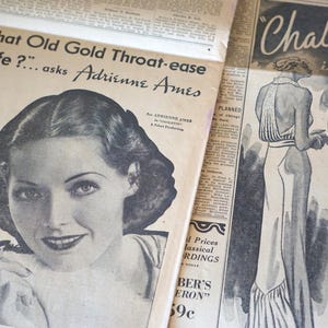 1934  Vintage Newspaper Lot: for Scrapbooking, journals, framing