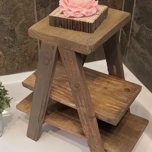 Small countertop Ladder/Riser/Soap Display/towels rack holder shelves 3 Tiered Tabletop Plant Stand Step Style Desktop Storage Organizer image 8