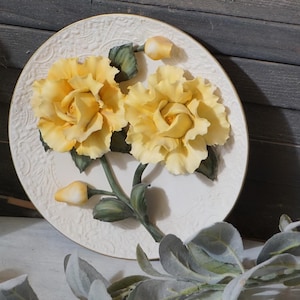Roses of Capodimonte Fine Bisque vintage collectible Porcelain Plate | Limited Edition Franklin Mint Heirloom Collectibles