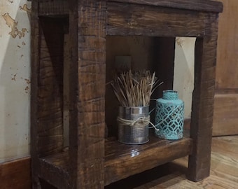 Western rustic end side console table entryway cabin log ranch furniture