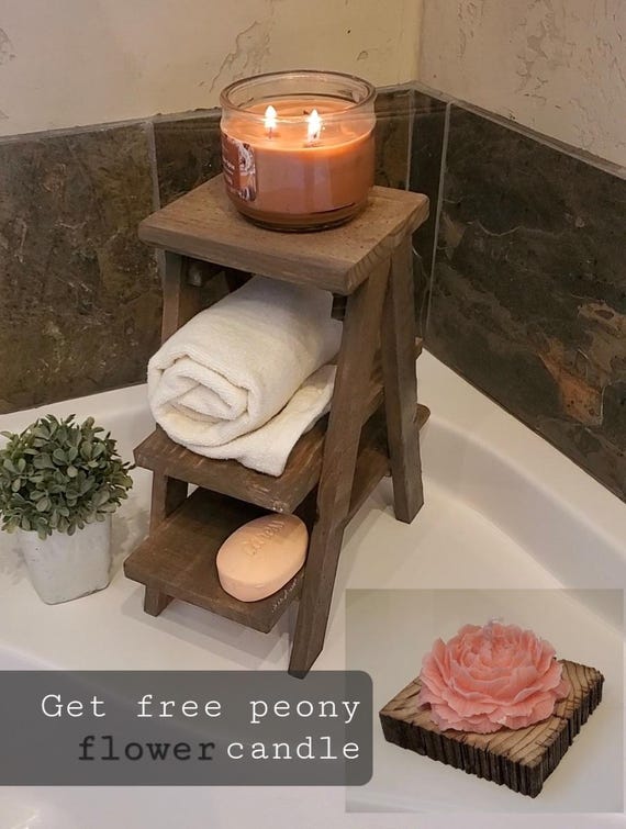 Small countertop Ladder/Riser/Soap Display/towels rack holder shelves 3 Tiered Tabletop Plant Stand Step Style Desktop Storage Organizer