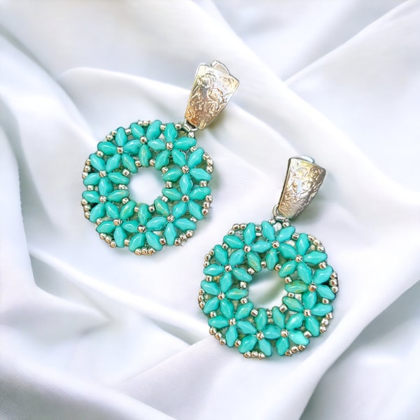 Stud beaded hoop earrings