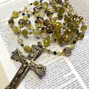 AAA Green Garnet Rosary - Handmade Gemstone Catholic Rosary for Prayer & Gift, First Communion, Confirmation, Wedding or Anniversary Gift