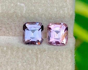 Untreated Purple Pink Spinel Pair: 1.80 CT Cushion Cut Loose Gemstones