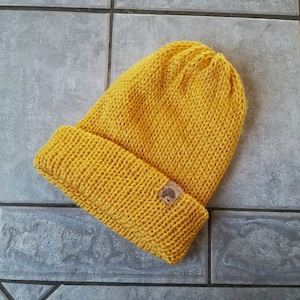 La Preppy mustard yellow Winter knit hat unisex image 1