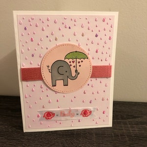 Elephant Baby shower card/ Baby shower/ Sprinkle shower/ Handmade