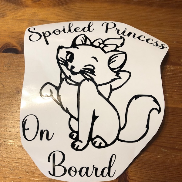 Aristocats Marie “Spoiled Princess On board” decal/ Disney baby on board/ Baby shower/ Baby on board/ car decal