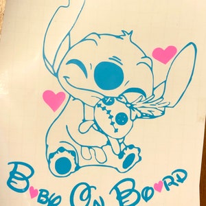 Naklejka Stitch and Scrump Baby on Board/ Lilo and Stitch/ Naklejka Disney Car/ Stitch/ Lalka Voodoo