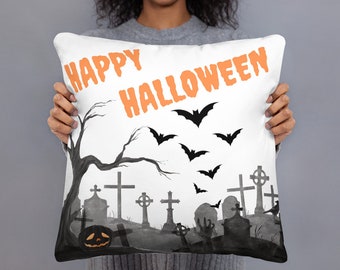 Halloween Kissen: Gruselige Friedhof Fledermäuse Herbst Dekor