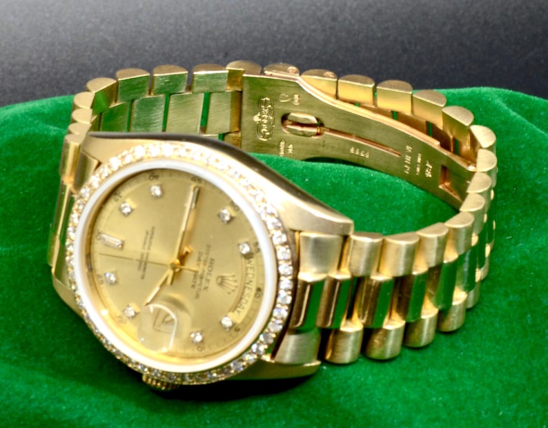 Men's Rolex Day-Date watch Ref.1803 18K Yellow Gold with Diamonds 123.5GM image 9