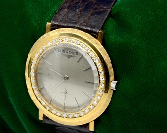 LONGINES 手巻 時計 ゴールド ダイヤ gold diamond ヴィンテージ 33 mm ロンジン 18K イエローゴールド 手巻き