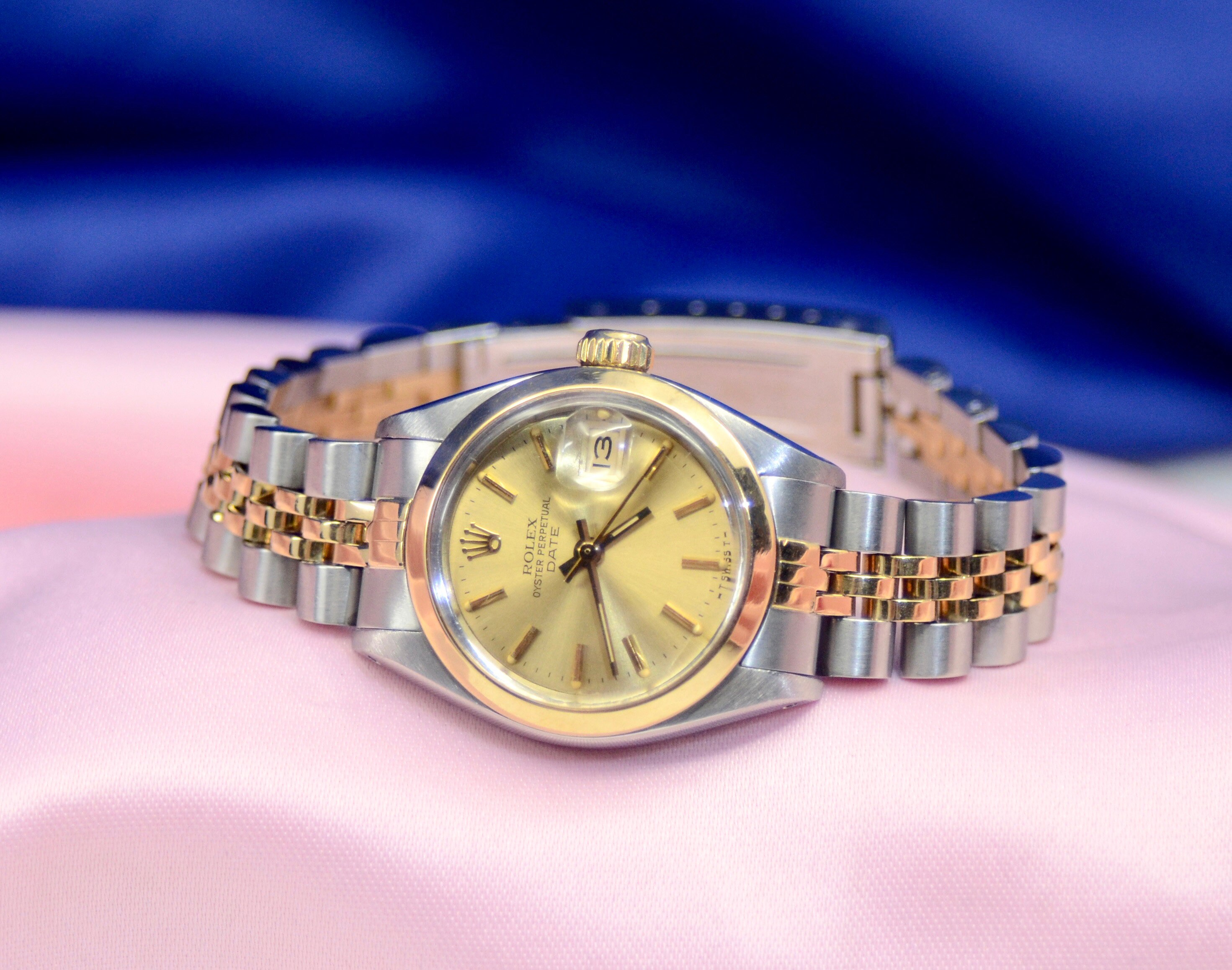 Rolex Oyster Perpetual Date Watch Antique 18k Yellow Gold SS Gray Rolex Oyster Perpetual Date Watch Stainless Steel & 18K  main image 4