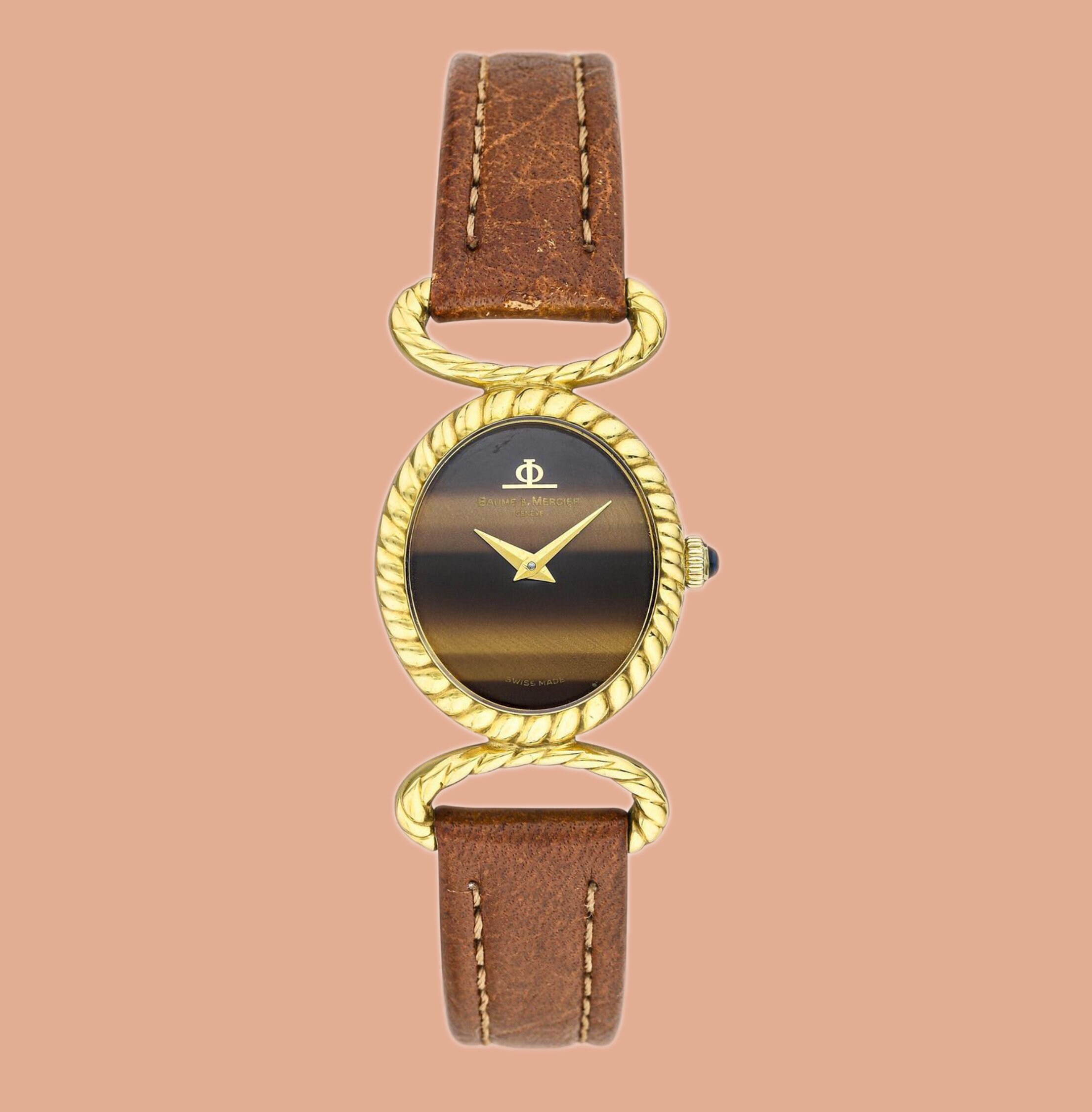 Baume & Mercier Geneve 18K Yellow Gold Watch W/tiger Eye Baume & Mercier Geneve 18K Yellow Gold Watch W/tiger Eye