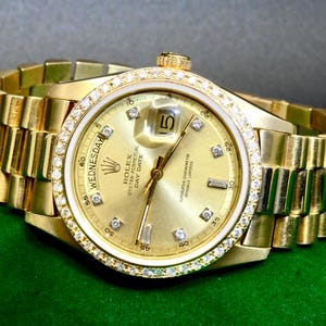Men's Rolex Day-Date watch Ref.1803 18K Yellow Gold with Diamonds 123.5GM image 5