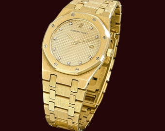 Men's Audemars Piguet Royal Oak 18K Yellow Gold watch w/Diamonds; Date