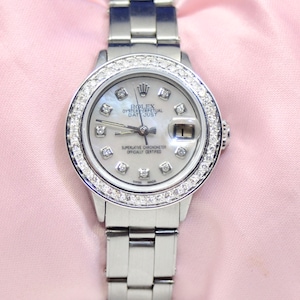 Women Rolex Oyster Perpetual Datejust Watch Stainless Steel with Diamonds
