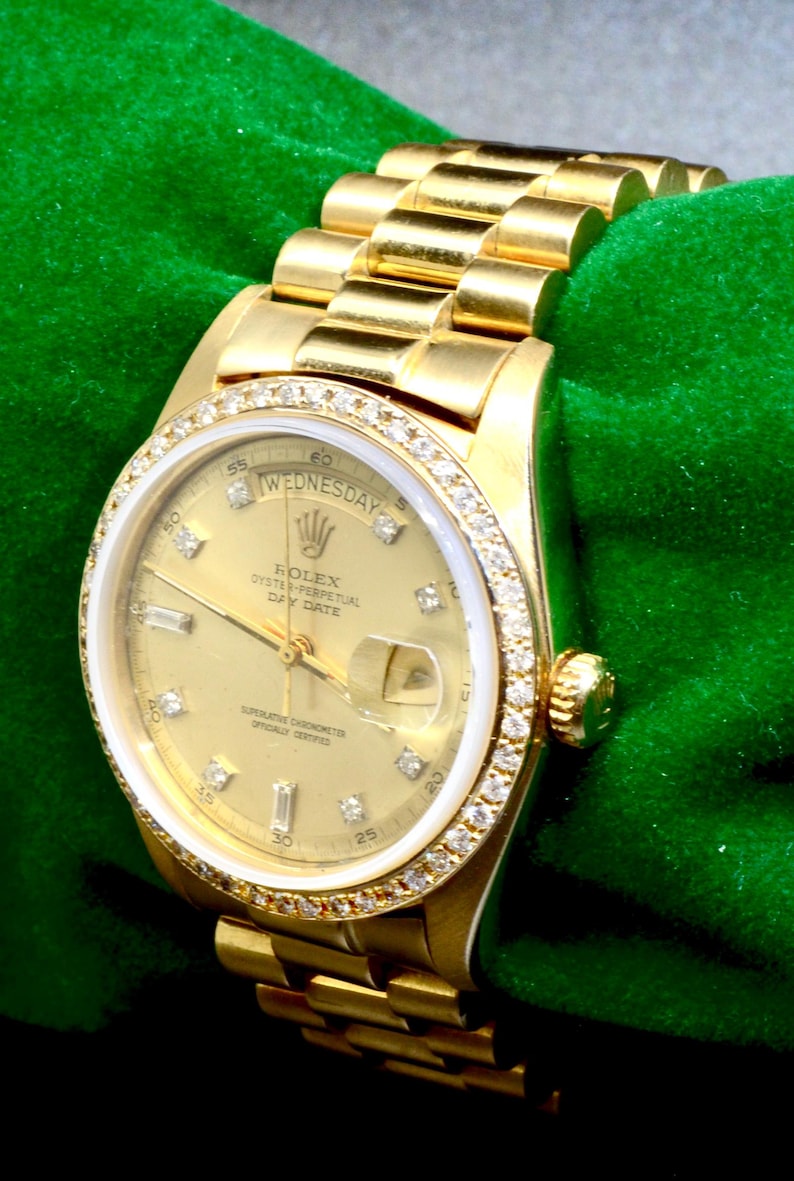 Men's Rolex Day-Date watch Ref.1803 18K Yellow Gold with Diamonds 123.5GM image 3