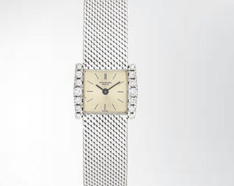 Orologio da donna Patek Philippe vintage anni '70 in oro bianco 18 carati con diamanti RIF. 3285/58