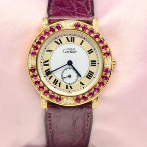 Must de Cartier Vermeil Ronde 18K Gold Plated w/Diamonds,Rubies Ref. 1810 1