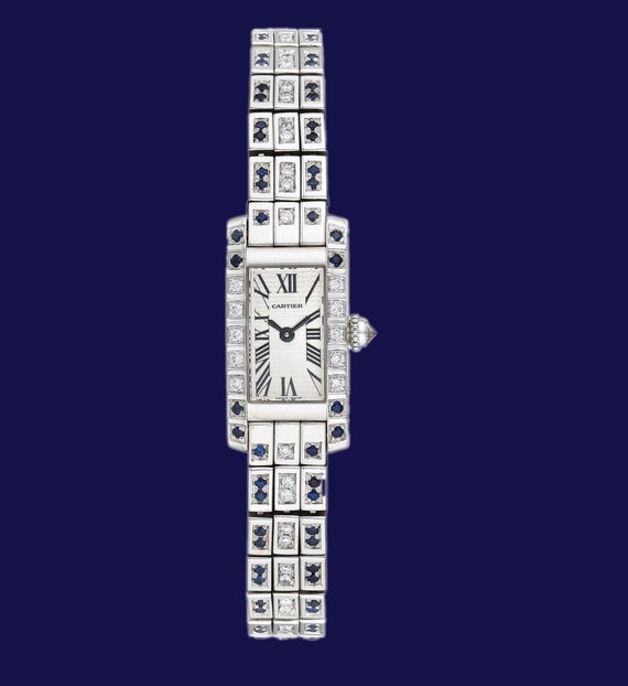 Cartier TANK AMÉRICAINE 18K White Gold watch with 