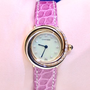 Must De Cartier Trinity  Watch in 18K Yellow Gold with Pink Diamonds Ref.2357