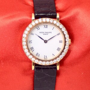 Vintage Patek Philippe Calatrava 18K Yellow Gold watch w/Diamonds Ref.4820