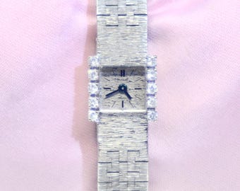 Vintage Ladies' Piaget 18K White Gold watch w/Diamonds Ref. 1018 A6